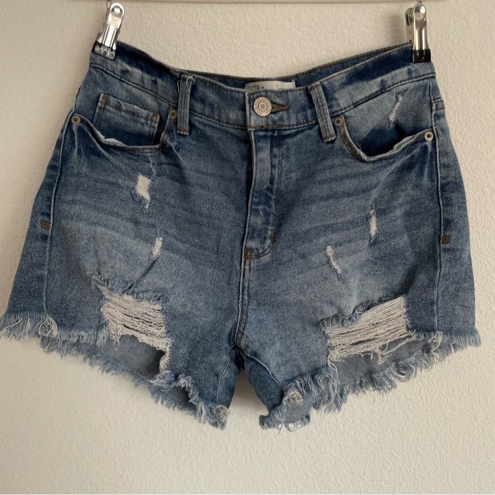 Mudd Distressed Light Blue Denim Jean Shorts